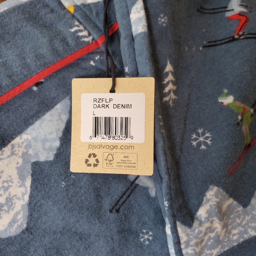 PJ Salvage apres ski flannel lounge pajama pants blue large - Picture 5 of 6